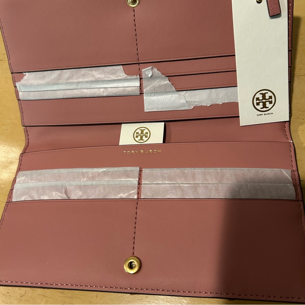 Tory Burch Willa slim glazed quilted leather envelope wallet 89490 - Picture 6 of 8